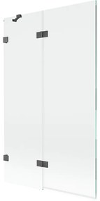 Mexen Lunar, 2-krídlová vaňová zástena ľavá 110 x 150 cm, číre sklo, grafitová, 897-110-100-66-00-L
