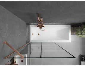 Mexen Next, 1-krídlová vaňová zástena 100 x 150 cm, 6mm číre sklo - čierny vzor, medená matná, 895-100-000-00-70-77