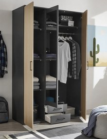 Šatníková skriňa Laurie, 120 cm, grafit/dub