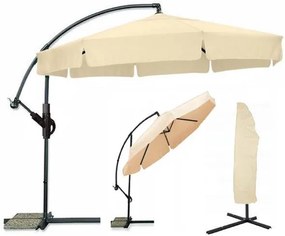 Záhradný skladací slnečník LEVI 300 cm, béžový + obal zdarma