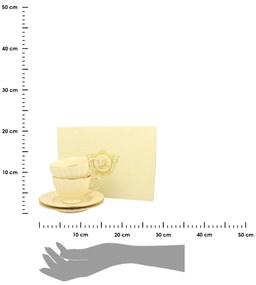 Porcelánová šálka na nohe s podšálkou Ecru Nina 220 ml sada 2ks