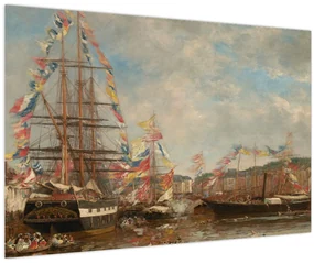 Obraz - Eugène Boudin, Festival in the Harbor of Honfleur, reprodukcia (90x60 cm)