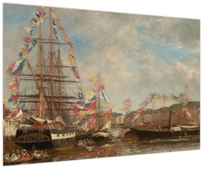 Obraz - Eugène Boudin, Festival in the Harbor of Honfleur, reprodukcia (90x60 cm)