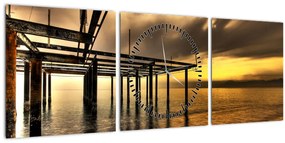 Obraz - Architektúra pri pobreží (s hodinami) (90x30 cm)