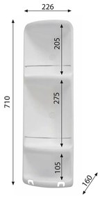 GEDY 7081 CAESAR trojposchodová rohová polička do sprchy 22,6 x 71 x 16 cm, ABS plast, biela