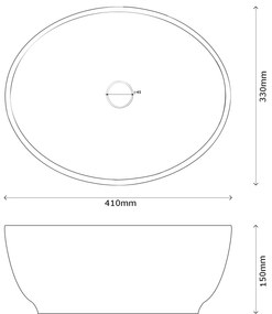 Gamma Lilo, umývadlo na dosku 410x330x150 mm, biela s čiernym okrajom, GMA-UC-LILO