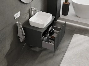 Mexen Rivel, kúpeľňová skrinka 70 cm, 1 zásuvka, drážkovaná, grafitová matná, 91A20-07047-1-BF66