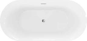 Mexen Roxy, voľne stojaca vaňa 170 x 80 cm, biela, chrómový prepad, 51201708000-01