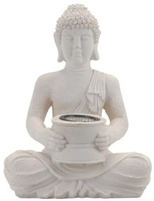 Solar Budha v bielej farbe 27 cm