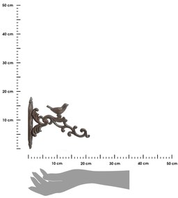 Liatinový držiak na kvetináč Bird, 5x21,5 cm, hnedá