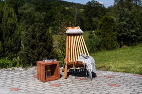 Skladacie drevené záhradné kreslo s vankúšom - svetlohnedé