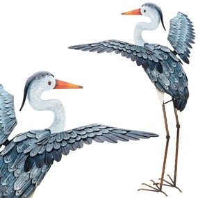 Záhradná kovová figúrka Crane 2, 86 cm, viacfarebná