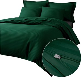SATÉNOVÉ OBLIEČKY SATYNLOVE EXCLUSIVE CIZGILI 200X220 CM, 2KS 70X80 CM TMAVOZELENÉ
