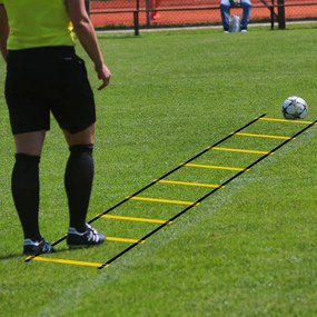 KIK Koordinačný gymnastický rebrík 6 m, 12 priečok, čierno-žltý s puzdrom