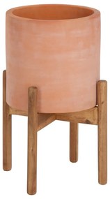 Terakotový kvetináč na drevenom podstavci Kave Home Dalva, ⌀ 30 cm