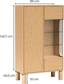 Moderná vitrína CAJA dub bookmatch 90 cm