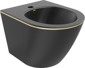 Mexen Lena, závesný bidet 480x370x325 mm, čierna matná - zlatý okraj, 35224875