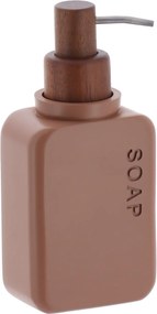 Dávkovač mydla Salva, hnedá/s drevenými prvkami, 300 ml