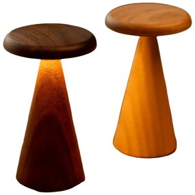 LED stolová lampa v tmavoprírodnej farbe s dreveným tienidlom (výška 14 cm) Sylva – Gingko