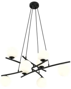 Luster na lanku ESSA 8xE14/10W/230V čierna/biela