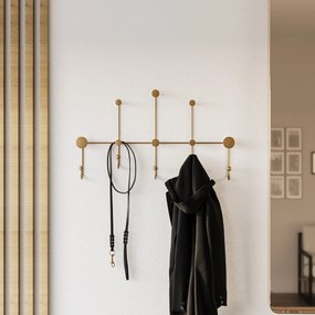 Nástěnný kovový věšák Iyon 80 cm zlatý