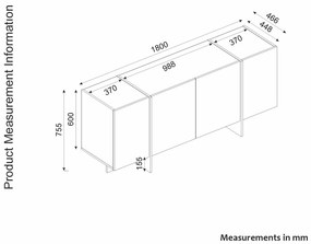 Dizajnová komoda Sakeena 180 cm čierna