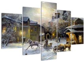 Obraz - Zimná dedinka (150x105 cm)