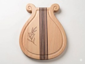 AMADEA Drevená doštička s drážkou v tvare lýry, masívne drevo, 20x18x2 cm