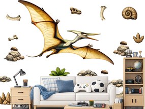 Pterodactyl textilní prelepiteľná nálepka na stenu hárok 46 x 31 cm