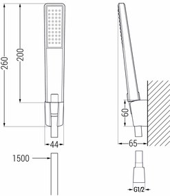 Mexen príslušenstvo - podomietkový 1-bodový ručný sprchový set R-72, čierna, 785725052-70