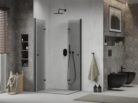 Mexen Lima Duo sprchový kút so skladacími dverami 80(dvere) x 70(dvere), 6mm číre sklo, čierny profil, 856-080-070-70-00-02