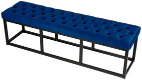 Lavica Polson - zamat, čierny rám 150 cm - Modrá