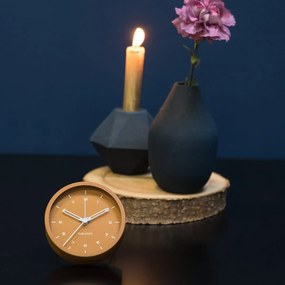 Budík Tinge Steel karamelová ø 9 cm x 3 cm