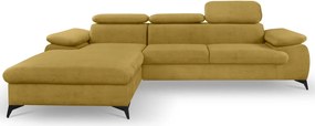 Rohová sedacia súprava Scala, kurkumovo žltá látka, ľavý roh