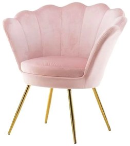 LuxuryForm DESIGN Kreslo FREY VELUR so zlatými nohami - ružové