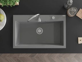 Mexen Elix, 1-korový granitový drez 800 x 500 mm, šedá, chrómový sifón, 6527801005-71