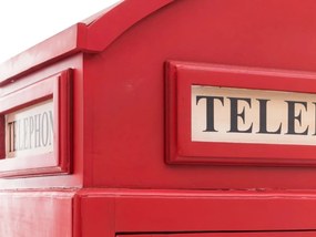 furniture-nabytek.cz - Masivní barová skříň „Telefonní budka“, lakovaná, červená – 78×44×200 cm