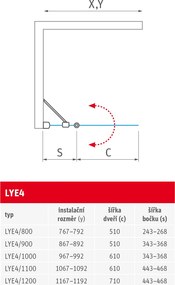 Roth Štvorcový alebo obdĺžnikový sprchovací kút LYE4+LYE4, brillant - bez vaničky ROTH-Variant: šírka pravých dverí: 100 cm, šírka ľavých dverí: 110 …