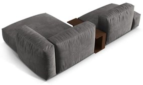 Sivá zamatová modulárna rohová pohovka (pravý roh/s leňoškou) Martina – Micadoni