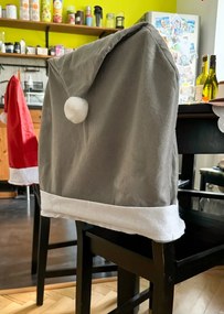 Vianočný poťah na stoličku SANTA CLAUS sivý 1 ks