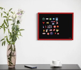 Toptabule.sk Čierna tabuľa na magnetky v drevenom červenom ráme 120x90 cm