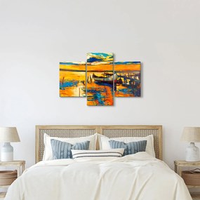 Obraz - Loďka pri západe slnka (90x60 cm)