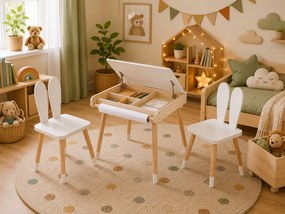 Detský rastúci set BUNNY, stolík a 2 stoličky, biela/hnedá ELIS design