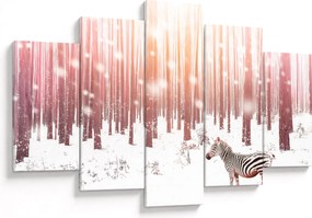 Obraz - Zebra v zasneženom lese (150x105 cm)