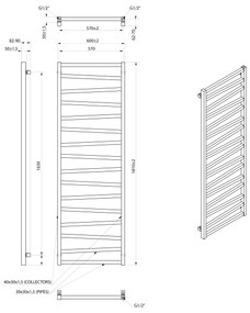 Sapho, ZIG vykurovacie teleso 600x1810 mm, čierna matná, ZG619B