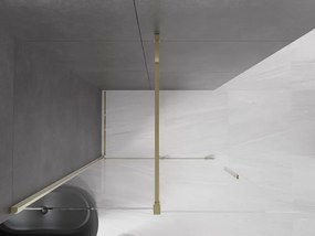 Mexen Velar, posuvné dvere do otvoru typ Walk-In 140 cm, 8mm číre sklo, zlatá lesklá, 871-140-000-03-50