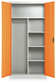Kovová šatňová skriňa, 90 x 45 x 185 cm, cylindrický zámok, oranžová - ral 2004