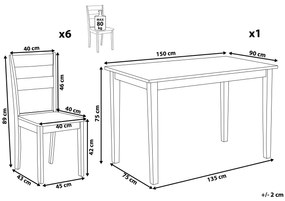 Jedálenská súprava stola a 6 stoličiek svetlé drevo/čierna GEORGIA Beliani
