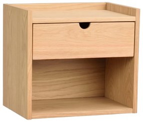 Závesný/s poličkami nočný stolík z dubového dreva v prírodnej farbe Hillmond – Rowico