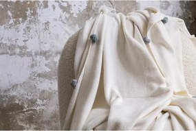 Krémový fleecový pléd 150x200 cm Pom Pom – Mijolnir